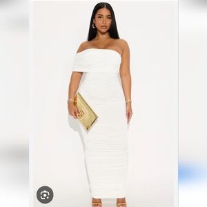 Fashion Nova Next Legacy Ruched Midi Dress White Medium